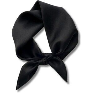 100% Mulberry Silk Neck Scarf 21"x21" Small Square Scarfs for Women, Jet Black